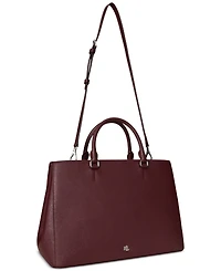 Lauren Ralph Crosshatch Leather Large Hanna Satchel