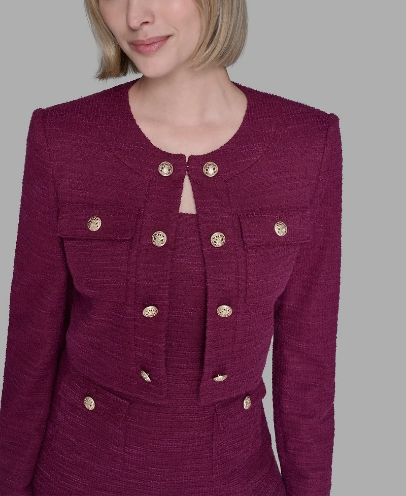Karl Lagerfeld Paris Women's Knit Tweed Jacket