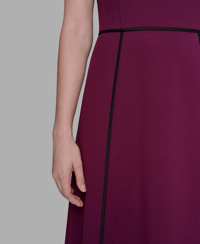 Karl Lagerfeld Paris Women's Piped-Trim Fit and Flare Dress