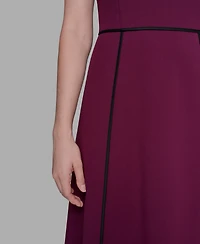 Karl Lagerfeld Paris Women's Piped-Trim Fit and Flare Dress