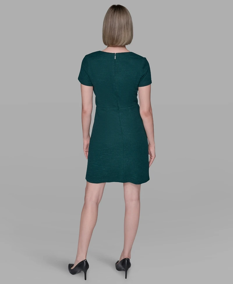Karl Lagerfeld Paris Women's Embellished Knit Tweed A-line Dress