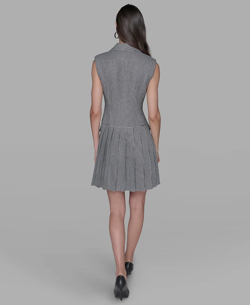Karl Lagerfeld Paris Women's Houndstooth Notched Collar Jacket Dress