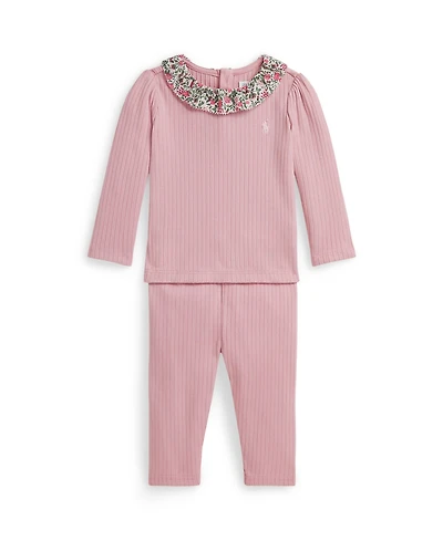 Polo Ralph Lauren Baby Girls 2-Piece Rib-Knit Long Sleeve Top and Legging Set