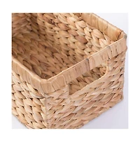 Wickerwise Natural Woven Water Hyacinth Wicker Rectangular Storage Bin Basket with Handles