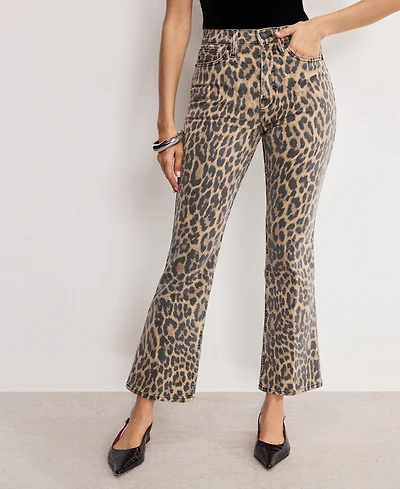 Good American Women's Standard Kick Flare Leopard Jeans