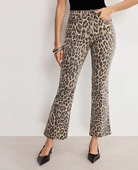 Good American Women's Standard Kick Flare Leopard Jeans