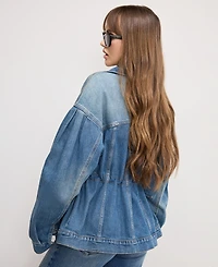 Good American Women's Barrel Sleeve Denim Jacket