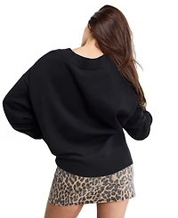 Good American Women's Knit Deep V-Neck Sweater