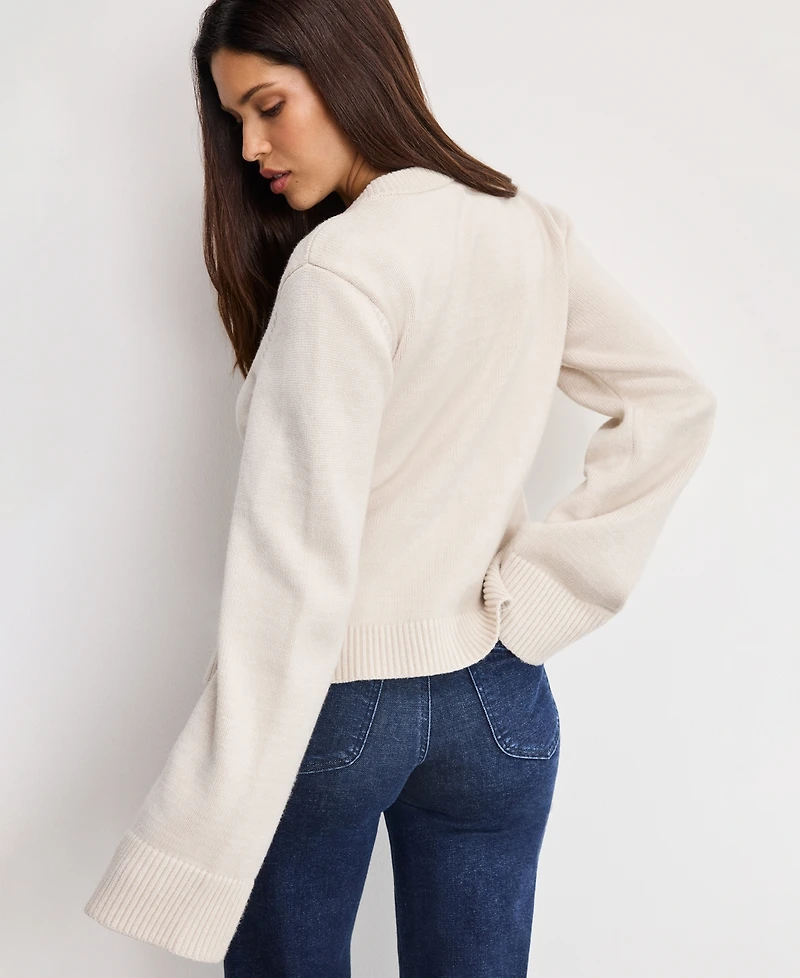 Good American Women's Button Front Knit Cardigan Sweater