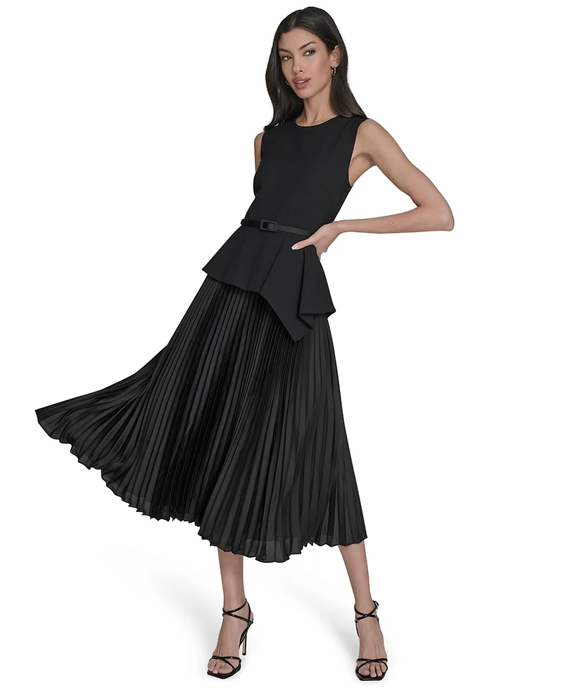 Eliza J Women's Sleeveless Crewneck Peplum Midi Dress