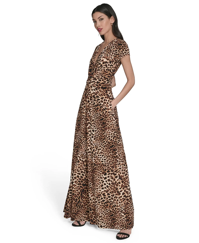 Vince Camuto Women's Printed Twist-Front Wide-Leg Jumpsuit