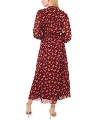 Sam & Jess Women's Shirred Long-Sleeve Maxi Dress