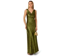 Adrianna Women's Foiled Cowlneck Maxi Dress