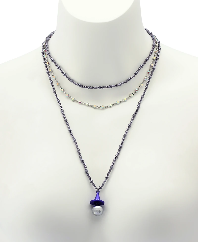 Betsey Johnson Faux Stone Witch Hat Disco Ball Pendant Layered Necklace