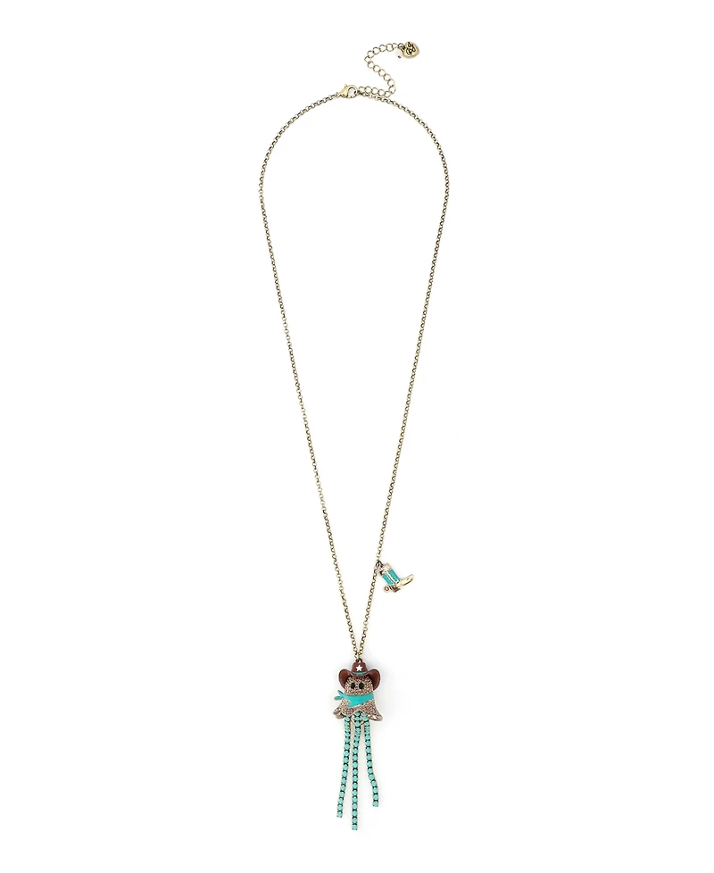 Betsey Johnson Faux Stone Cowboy Ghost Fringe Y-Necklace