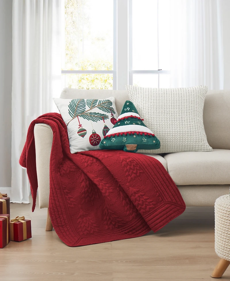 Levtex O Christmas Tree Reversible Quilted Throw, 50" x 60"