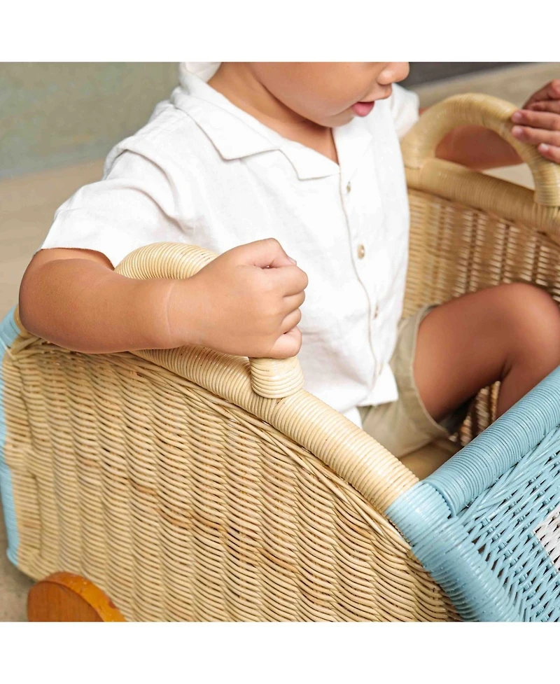 Archie Handcrafted Rattan Storage Wagon with wooden wheels