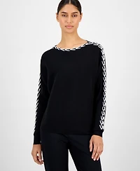 T Tahari Women's Ribbed Dolman-Sleeve Sweater