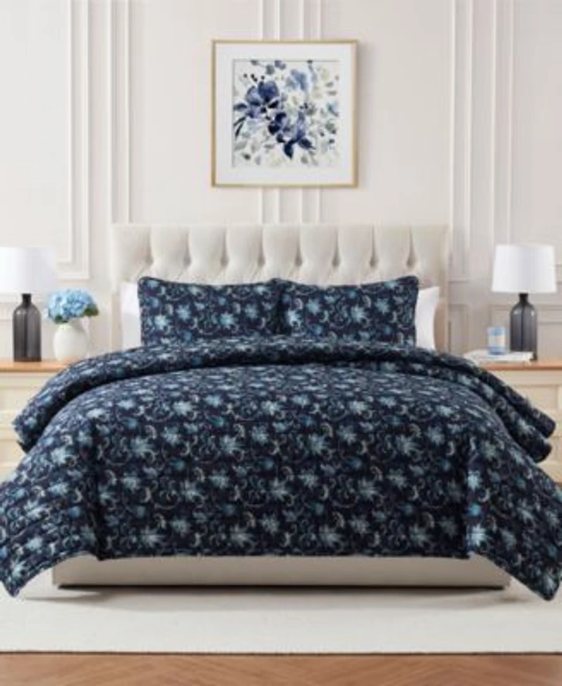 Seventh Studio Vancie Floral Pinsonic Microfiber Quilt Sets