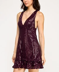 Violet Weekend Women's Juniors' Halter Sequin Shift Dress