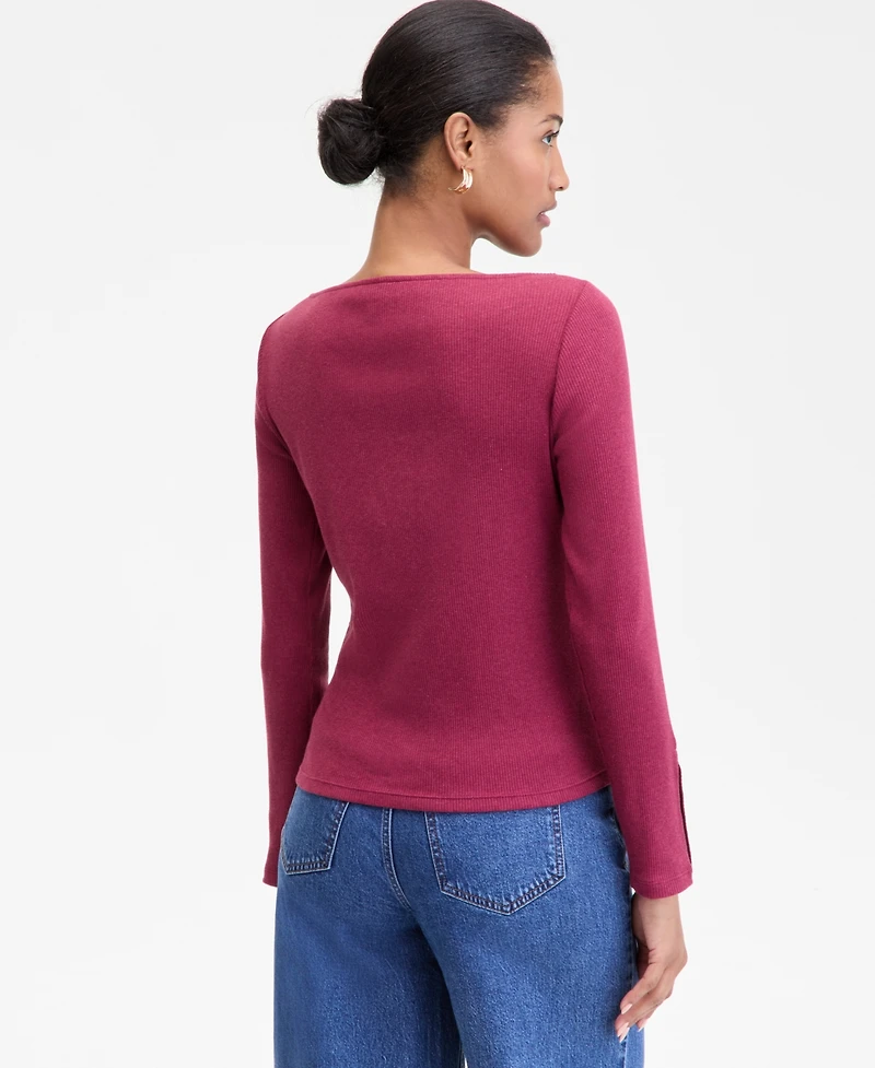 On 34th Women's Button-Cuff Boatneck Top, Macy's Exclusive