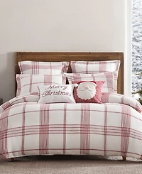 Levtex Peppermint Plaid Merry Embroidered Decorative Pillow, 18" x 14"
