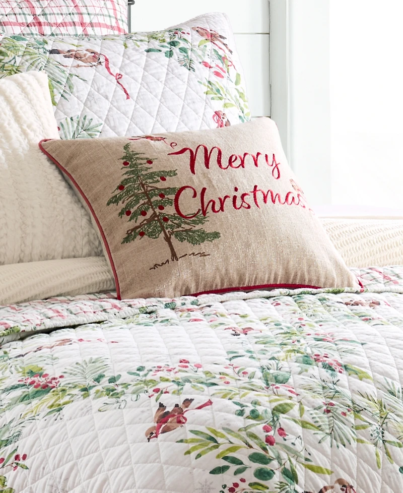 Levtex Tinsel Tidings Embroidered Decorative Pillow, 14" x 18"