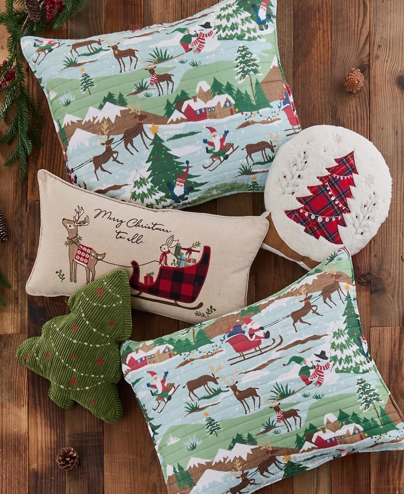 Levtex Merry Mountains Embroidered Decorative Pillow, 14" x 13"