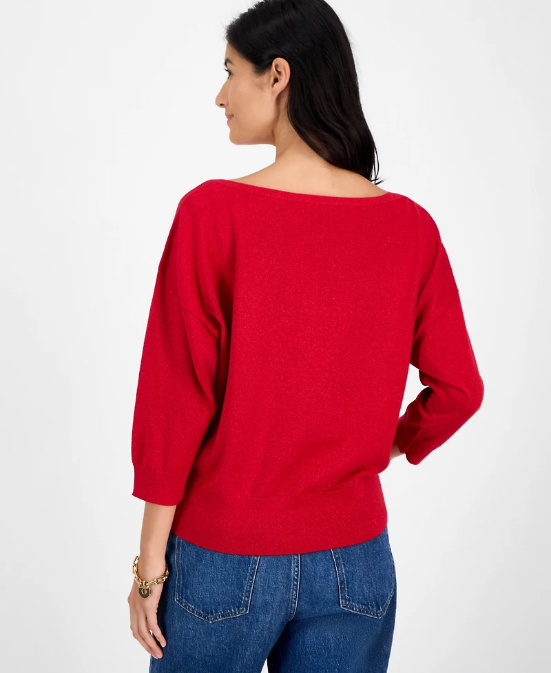 Tommy Hilfiger Women's Dolman-Sleeve Boat-Neck Shine Sweater