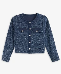 On 34th Women's Denim-Trim Tweed Cropped Jacket, Macy's Exclusive
