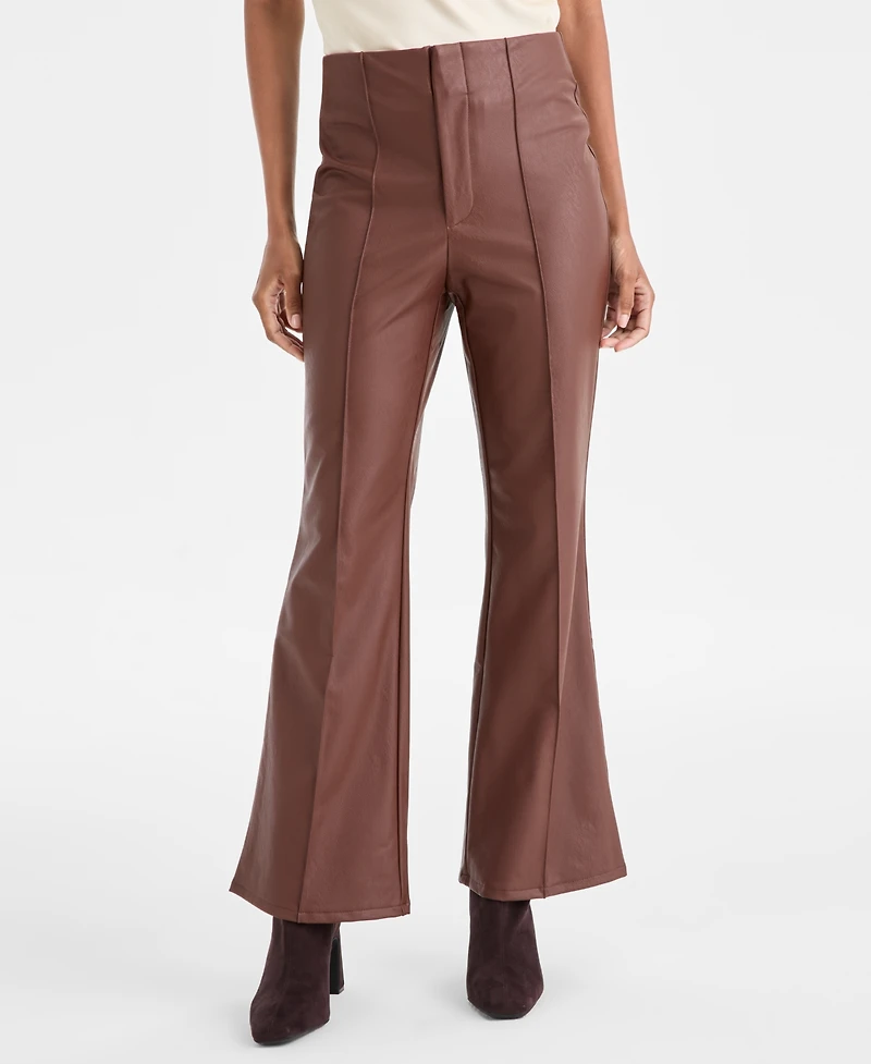I.n.c. International Concepts Petite Faux-Leather Flared Pants, Macy's Exclusive
