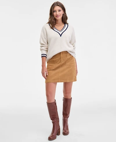 On 34th Women's Varsity Tipped V-Neck Sweater, Macy's Exclusive