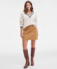 On 34th Women's Varsity Tipped V-Neck Sweater, Macy's Exclusive