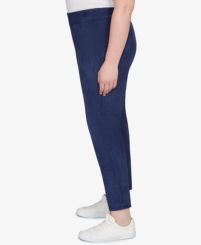 Hearts Of Palm Plus Solid Faux Suede Pants