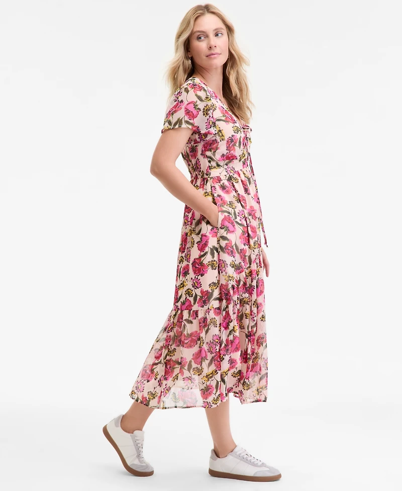 On 34th Women's Floral-Print Flutter-Sleeve Midi Dress, Macy's Exclusive