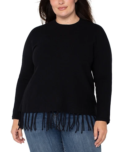 Liverpool Los Angeles Plus Fringe Dolman Long Sleeve Sweater