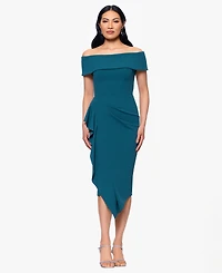 B&A By Betsy and Adam Off-the-Shoulder Midi Scuba Crepe Dress