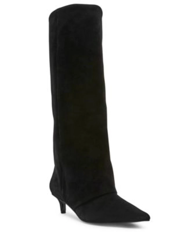 Steve Madden Womens Luca Slouchy Kitten Heel Dress Boots Regular Wide Calf