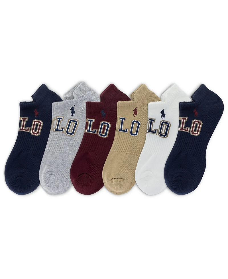 Polo Ralph Lauren Men's 6-Pack Varsity Logo Low Cut Socks
