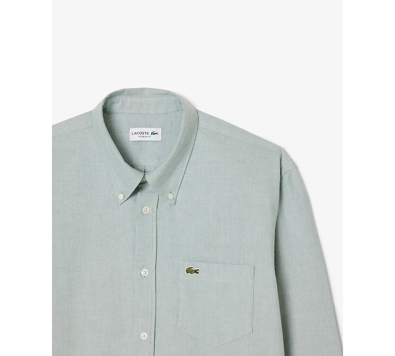 Lacoste Men's Woven Long Sleeve Button-Down Oxford Shirt