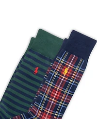 Polo Ralph Lauren Men's 2-Pack Plaid and Stripe Socks