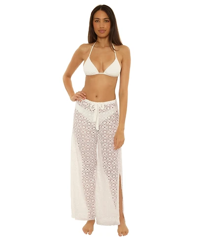 Becca Women's Las Colinas Stretch Lace Crochet Cover-Up Pants