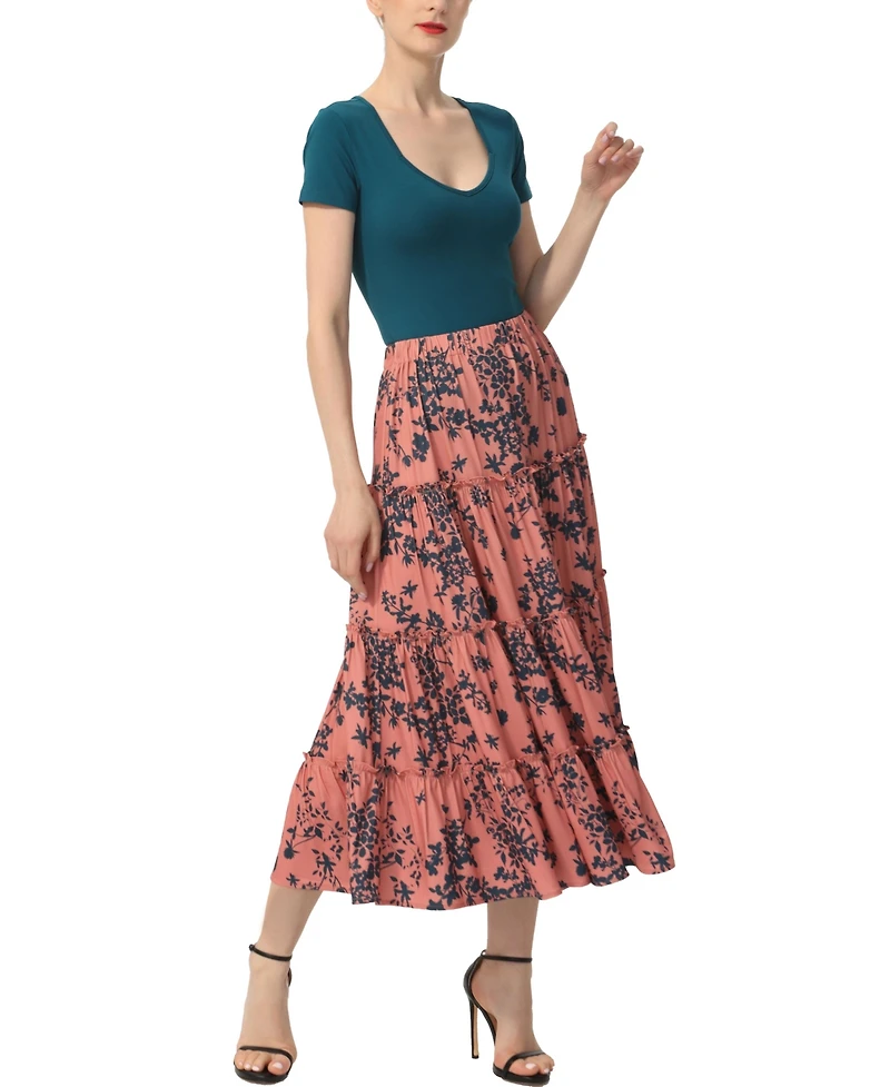 kimi + kai Women's Tiered Midi Skirt