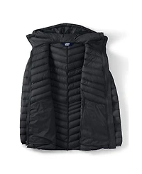 Lands' End Women's Tall Wanderweight Packable Down Hooded Long Jacket