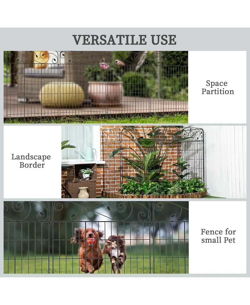 Outsunny Garden Fencing for Border Edging, Decor 11.5', 4 Pack, Square Vines