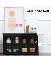 Homcom Kitchen Storage Cabinet with Shelf and Sliding Glass Door,