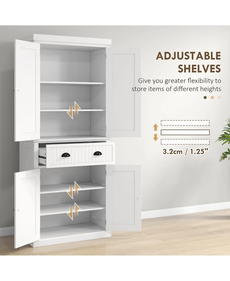 Homcom 72" Kitchen Pantry Storage Cabinet with Drawer, Adjustable Shelves