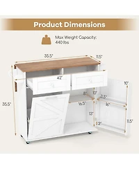 Costway Rolling Kitchen Island Kitchen Island Cart with Drop Leaf Trash Can Cabinet