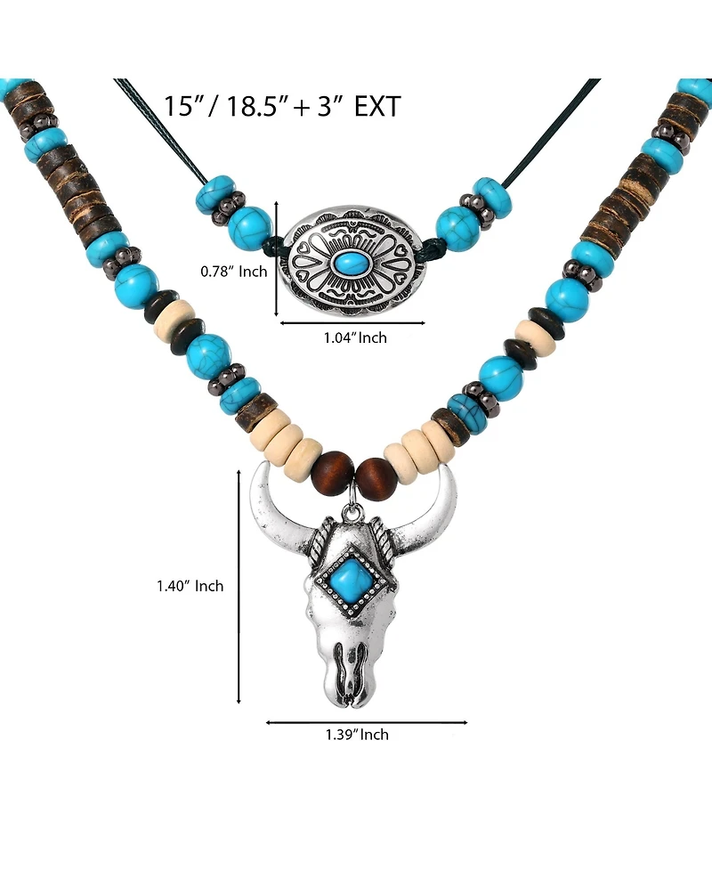 Jessica Simpson Beaded Layered Necklace in Turquoise and Amber Hues