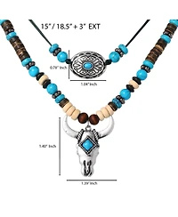 Jessica Simpson Beaded Layered Necklace in Turquoise and Amber Hues